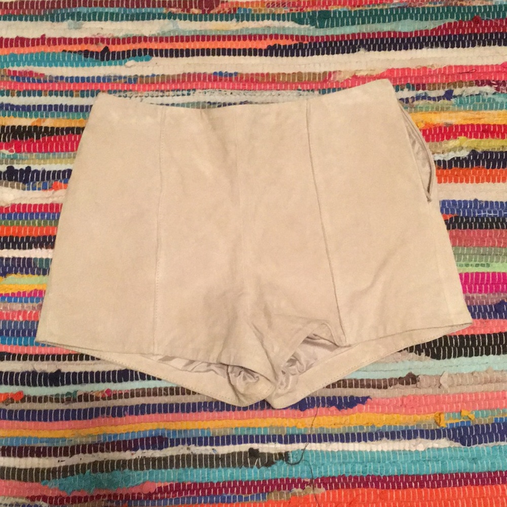 Beige Suede Shorts